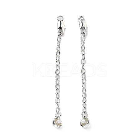 Brass Enamel ABS Imtation Pearl End with Chain KK-B129-27P-01-1