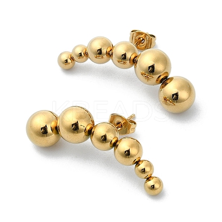 Ion Plating(IP) 304 Stainless Steel Stud Earrings LS-EJEW-G375-08G-1