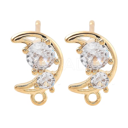 Brass Clear Cubic Zirconia Stud Earring Findings KK-A238-01D-G-1