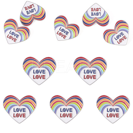 5Pcs Heart with Word Love Pride Month Enamel Pins JEWB-TA0001-27-1