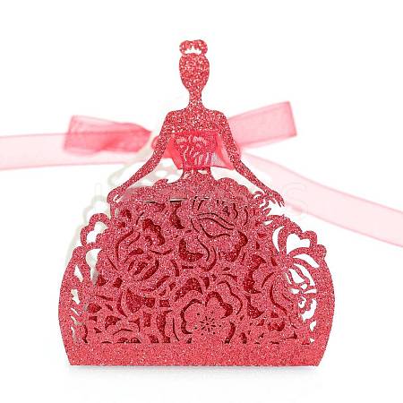 European Style Laser Cut Wedding Rose Girl Paper Candy Gift Packaging Boxes with Ribbon PW-WGA452D-02-1