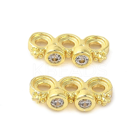 Rack Plating Brass Pave Clear Cubic Zirconia Spacer Bars KK-B088-11B-G-1