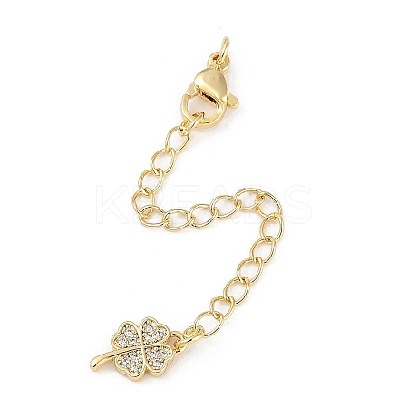 Brass Micro Pave Cubic Zirconia Ends with Chains LS-KK-U043-04G-1
