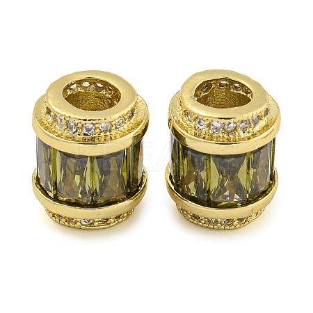 Rack Plating Brass Micro Pave Cubic Zirconia European Beads LS-KK-F089-31G-05-1