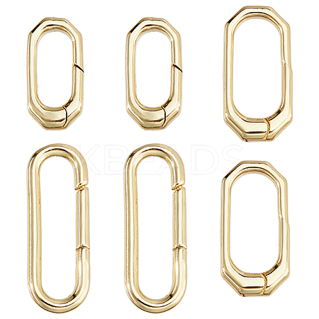 6Pcs 3 Styles Brass Spring Gate Rings KK-DC0004-94-1
