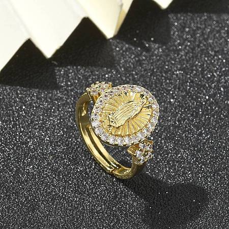 Virgin Mary Theme Clear Cubic Zirconia Finger Rings RJEW-G337-02G-01-1