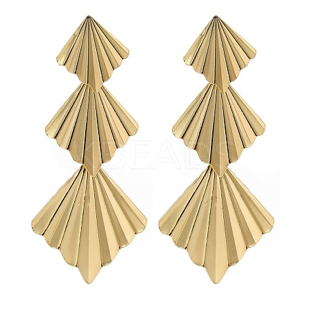 Alloy Rhombus Stud Earrings for Women EJEW-U028-02G-1