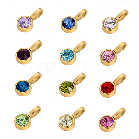 304 Stainless Steel Birthstone Charms STAS-Z143-03G-1