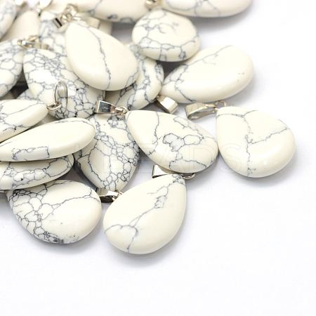 Teardrop Natural Howlite Pendants LS-G-Q368-19-1