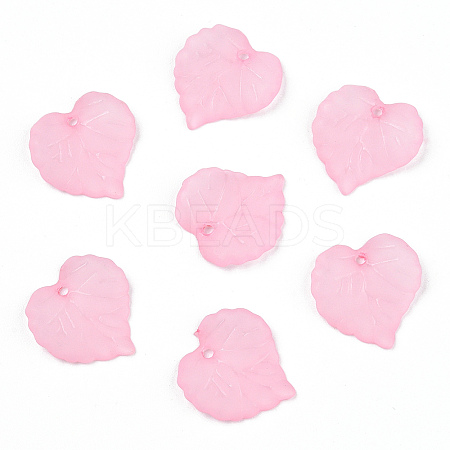 Transparent Frosted Acrylic Leaf Charms FACR-ZX003-01A-1