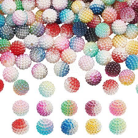 400Pcs 10 Colors Gradient Color Resin Imitation Pearl Beads RESI-NB0002-02-1