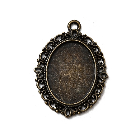 Tibetan Style Alloy Pendant Cabochon Settings X-TIBE-T003-09AB-NR-1