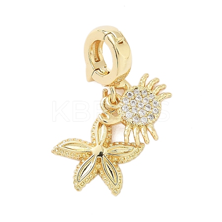 Brass Micro Pave Clear Cubic Zirconia Pendants KK-A263-01B-G-1
