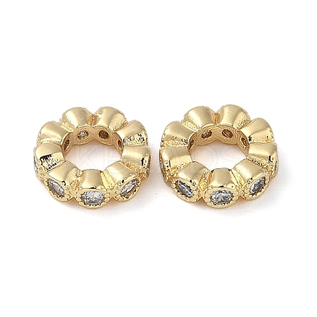 Brass Clear Cubic Zirconia Linking Rings KK-U045-10G-1