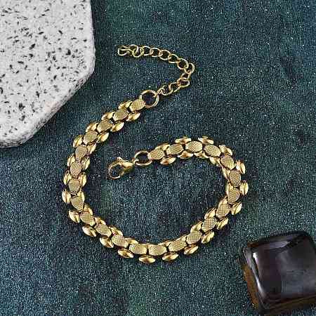 304 Stainless Steel Oval Link Bracelets for Women BJEW-F488-19G-1