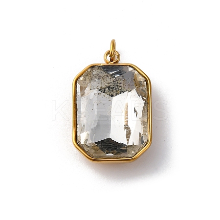316 Stainless Steel Faceted Glass Pendants STAS-K258-48G-02-1