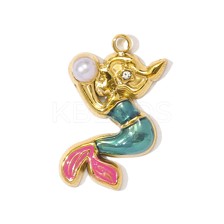 304 Stainless Steel Enamel Pendants STAS-OY001-51G-1