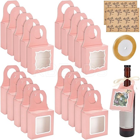 Square Kraft Paper Festival Gift Storage Boxes with Thank You Sticker and Polyester Ribbon CON-PH0003-06-1