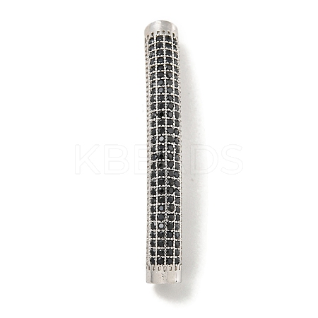 Brass Micro Pave Black  Cubic Zirconia Beads KK-G493-15P-02-1