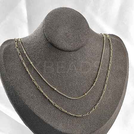 Brass Double Layer Necklaces NJEW-D302-53G-1