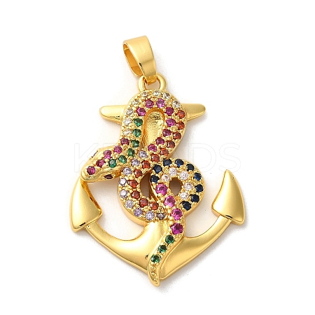 Rack Plating Brass Micro Pave Cubic Zirconia Pendants KK-U022-01A-03-1
