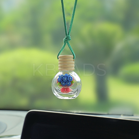 Empty Glass Perfume Bottle Pendants with Wood Cap DJEW-PW0002-04B-1