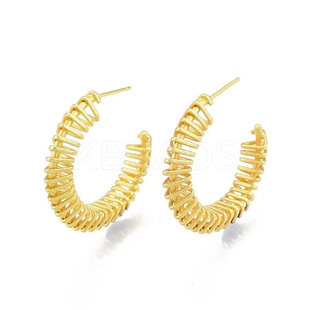 Brass Wire Swirl C-shape Stud Earrings EJEW-G322-04MG-1