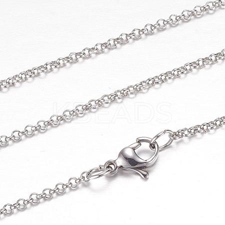 Tarnish Resistant 304 Stainless Steel Rolo Chain Necklaces STAS-G083-55P-1