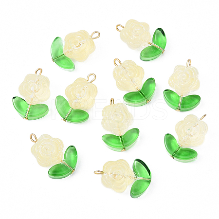10Pcs Glass Pendants PALLOY-YW00063-04-1
