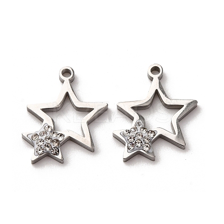 304 Stainless Steel Clay Rhinestone Pendants STAS-P406-17I-P-1