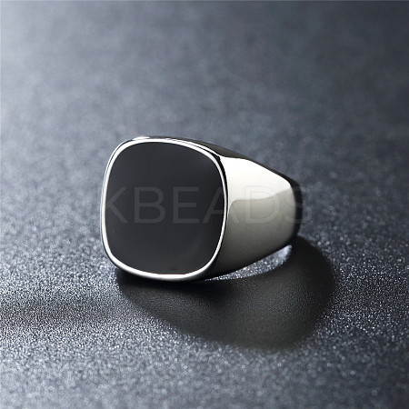Square 304 Stainless Steel Enamel Finger Rings for Men FS-WG78CFC-02-1