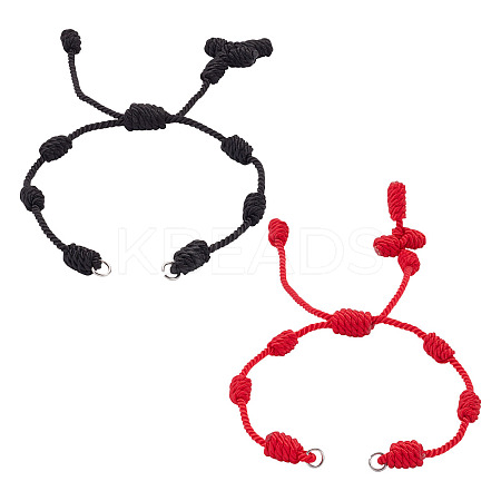 2Pcs 2 Colors  Adjustable Braided Nylon Cords Bracelet Making AJEW-TA0001-51-1