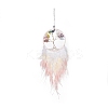 Iron Woven Web/Net with Feather Pendant Decorations LS-AJEW-B017-24-1