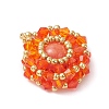 Dyed Natural Mashan Jade & Glass Seed Beaded Flat Round Pendants PALLOY-MZ00950-04-3