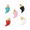Brass Micro Pave Clear Cubic Zirconia Enamel Pendants KK-G416-39G-1