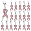 20Pcs Awareness Ribbon Shaped Alloy Rose Rhinestone Pendant Decorations HJEW-FH00186-1
