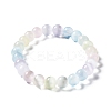 Macaron Color Dyed Natural Selenite Round Beaded Stretch Bracelet BJEW-D024-01-1