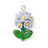 Glass Seed Beaded Flower Pendants X1-PALLOY-MZ00521-03-1