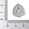Rack Plating Brass Micro Pave Clear & Black Cubic Zirconia Triangle Connector Charms KK-A234-076P-3