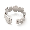 Non-Tarnish 304 Stainless Steel Geometry Open Cuff Ring for Women RJEW-F131-12P-3