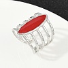 Horse Eye 304 Stainless Steel Enamel Cuff Rings for Women RJEW-G355-04P-02-2