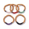 Natural Wood Beads Stretch Bracelets BJEW-JB06516-1