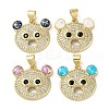 Brass Micro Pave Clear Cubic Zirconia Pendants KK-C045-46G-1