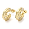 Rack Plating Brass Round with Heart Stud Earrings with Cubic Zirconia EJEW-E290-03G-1