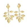 201 Stainless Steel Leaf Dangle Stud Earrings EJEW-D084-11G-3