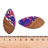 Transparent Resin and Walnut Wood Pendants RESI-T057-05G-4