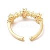 Clear Cubic Zirconia Flower Open Cuff Ring KK-H434-14G-2
