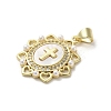 Brass Pave Shell Pendants X-KK-I708-17F-G-2