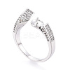 Brass Micro Pave Clear Cubic Zirconia Cuff Ring Settings KK-T076-53P-1