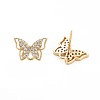 Brass Micro Pave Clear Cubic Zirconia Stud Earring Findings X-KK-S360-182-1